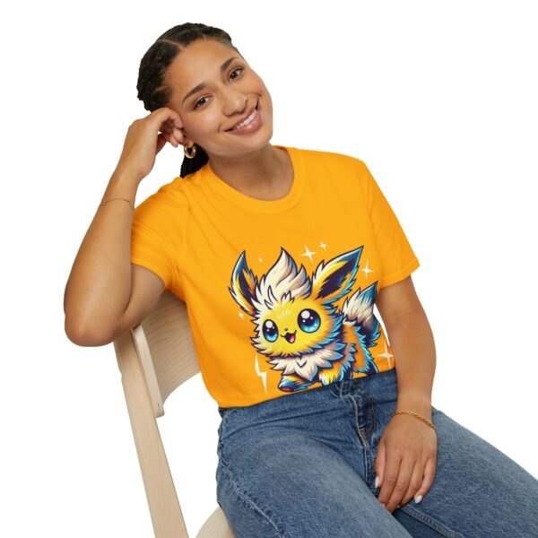 Cute Electric Fox Unisex Softstyle T-Shirt - Perfect for Nature Lovers and Gamers